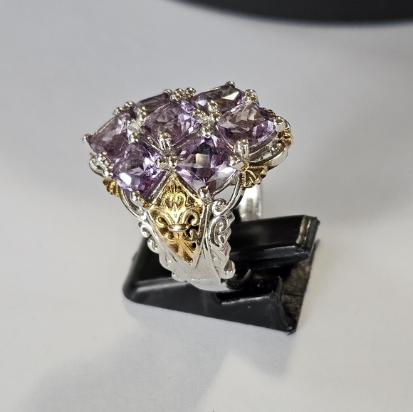 Rose De France Amethyst Ring 925/14k Gold Accents Sz 9 - Picture 7 of 10